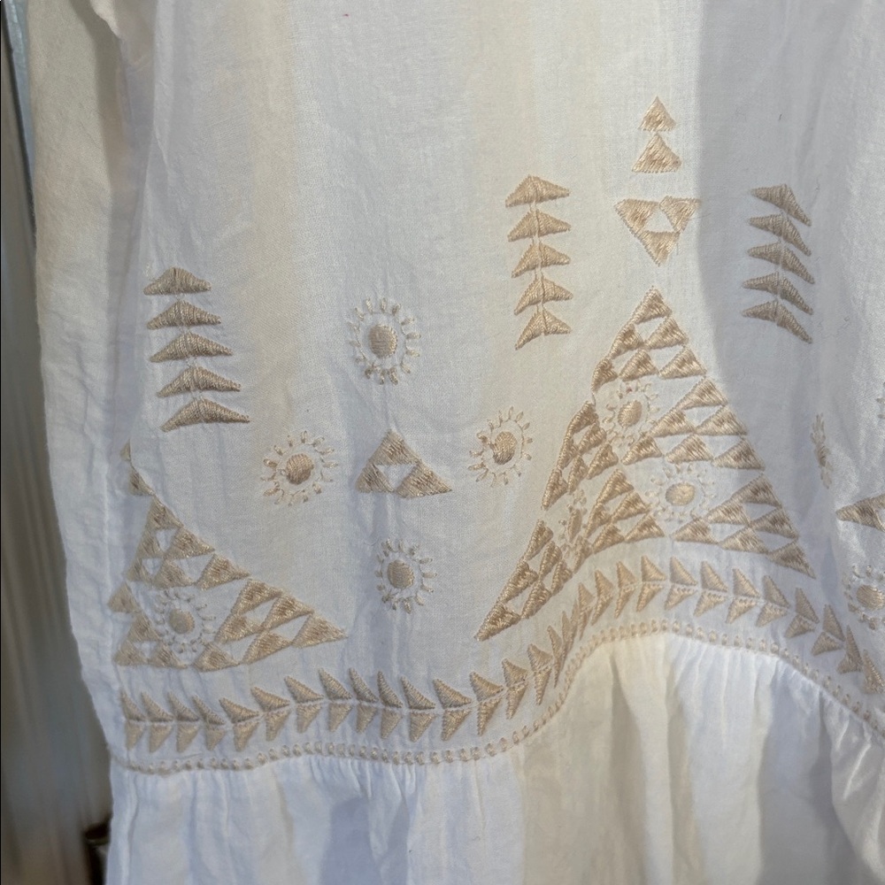 Johnny Was White and Tan Embroidered Shirt - Picture 3 of 8